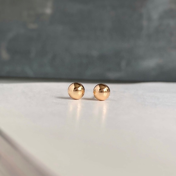 Stud Bead Ball 5mm Earrings 18k Gold Plated Luxury Jewelry - Picture 2 of 12